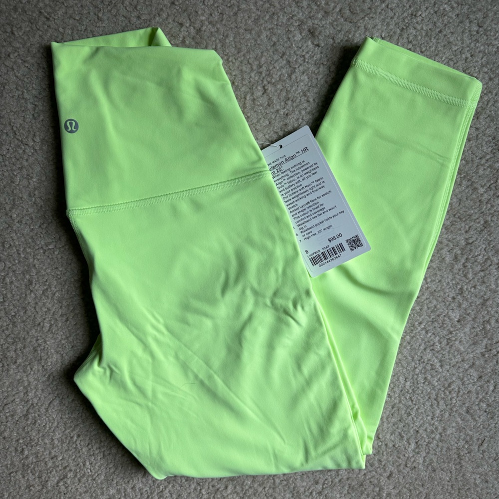 NWT Lululemon Align 25” Vibrant Lime leggings